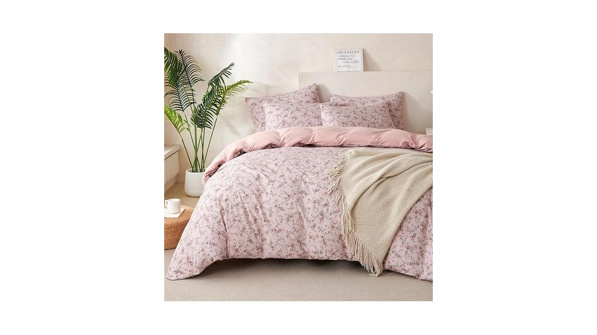 Bupird Floral King Comforter Set 3 Pieces Soft Cute Floral