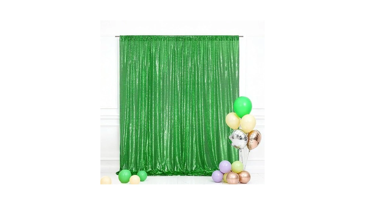 Eternal Beauty Green Sequin Backdrop, 10x10 Ft Glitter Background Curtains