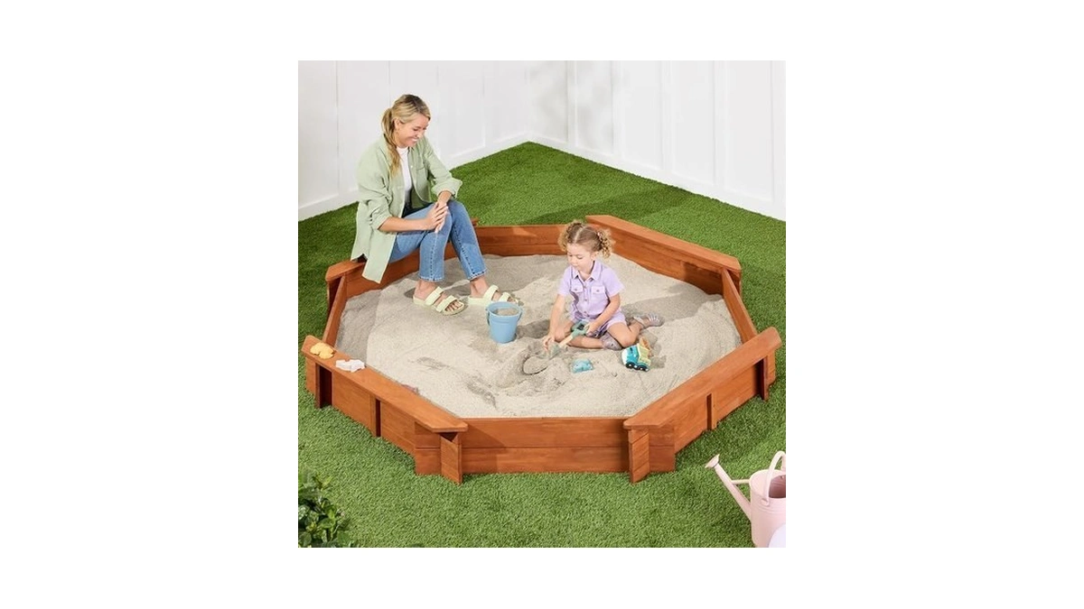 Best Choice Products Large Outdoor Octagon Wooden Sand Box For