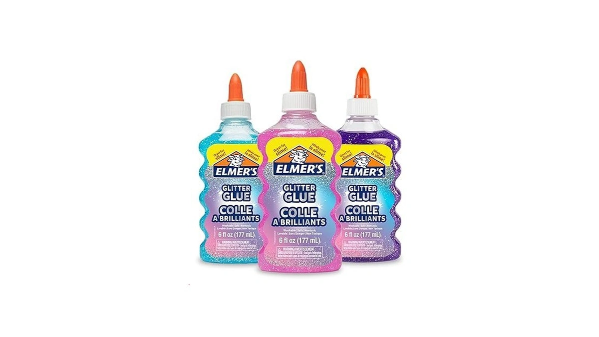 Elmer's Liquid Glitter Glue, Assorted Colors, Blue, Pink, Purple -