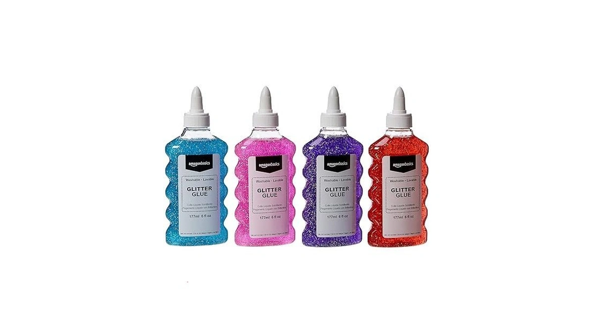 Amazon Basics Liquid Washable Glitter Glue For Making Slime, Art