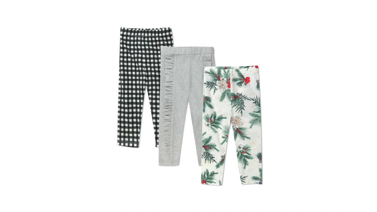 Honestbaby Girls Organic Cotton Leggings Multipack, 3-pack Emerald Floral, 0-3