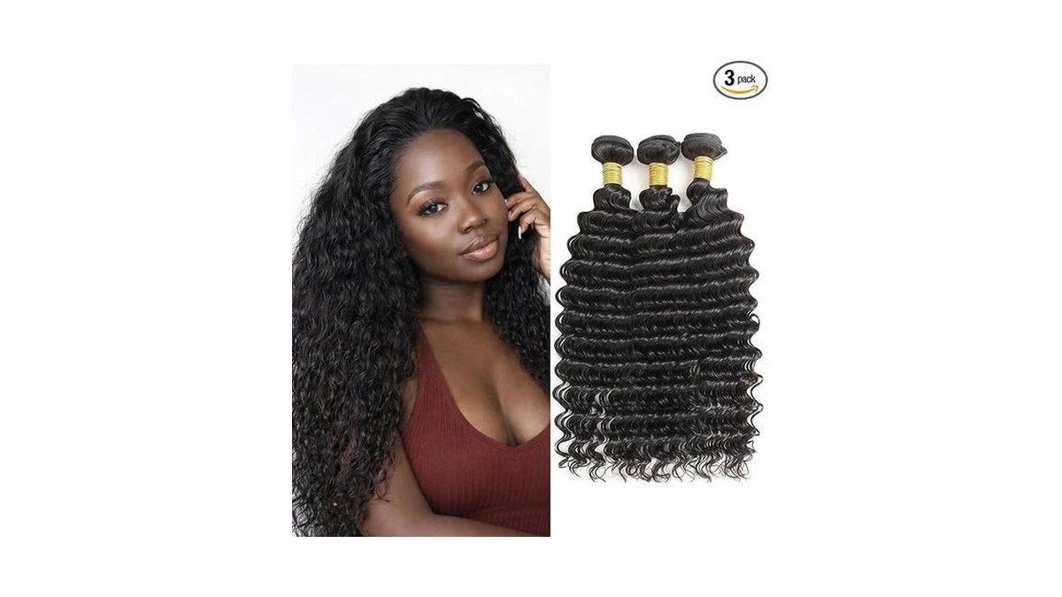 Deep Wave Human Hair Bundles 1b Natural Black 12 14