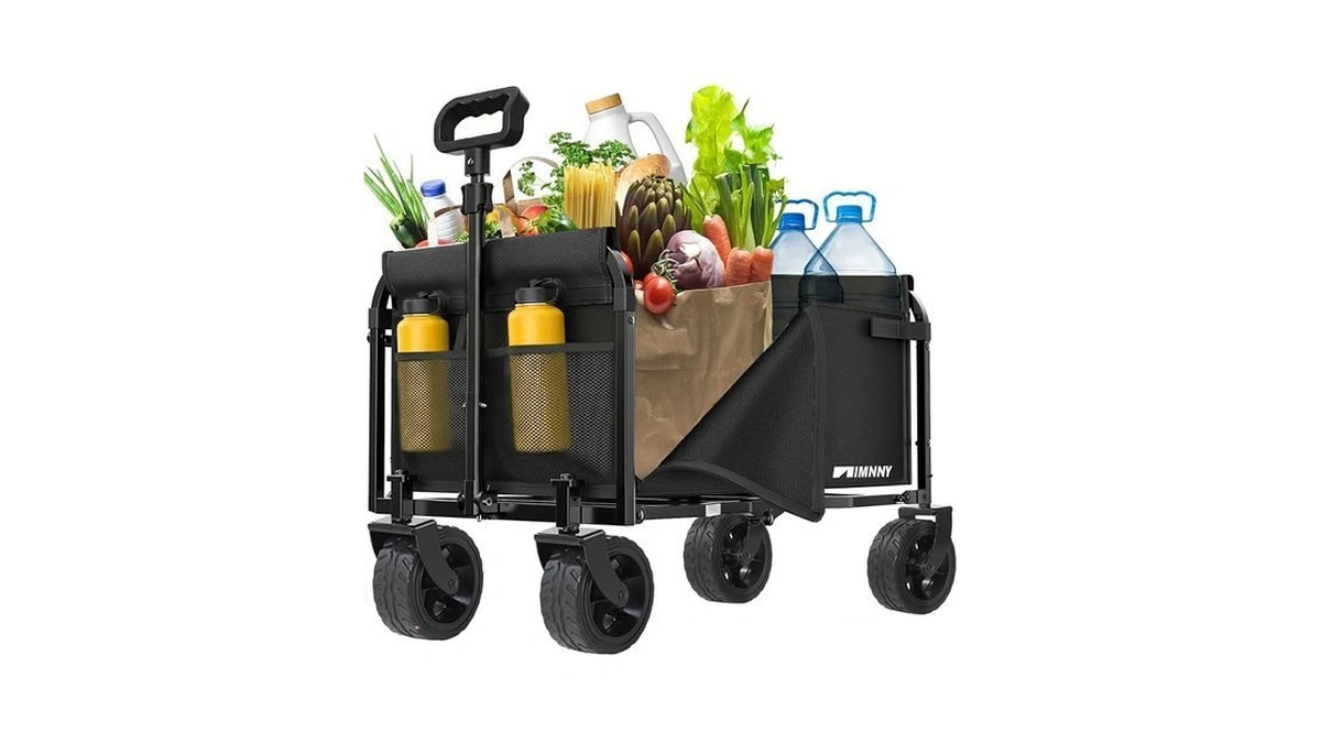 Aimnny Folding Wagon Cart With Wide Wheels, Lightweight & Portable,