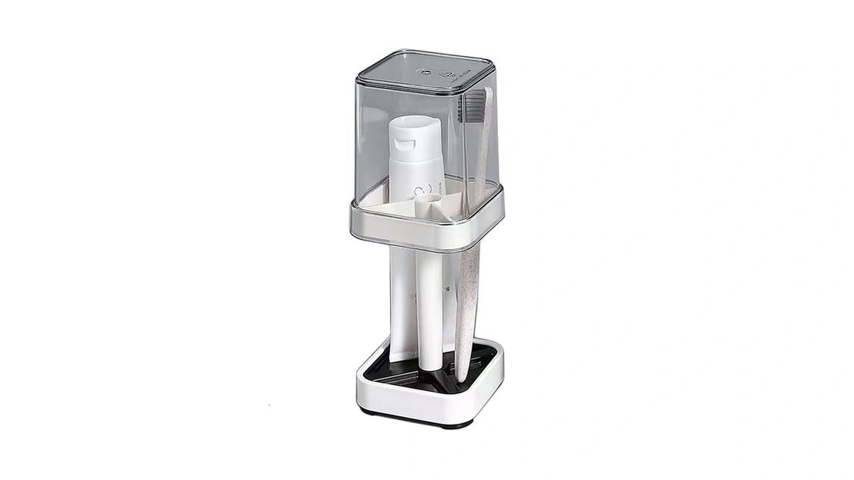 1 Pack Toothbrush Holder Stand With Cover/cup, 3 Slots Toothbrush