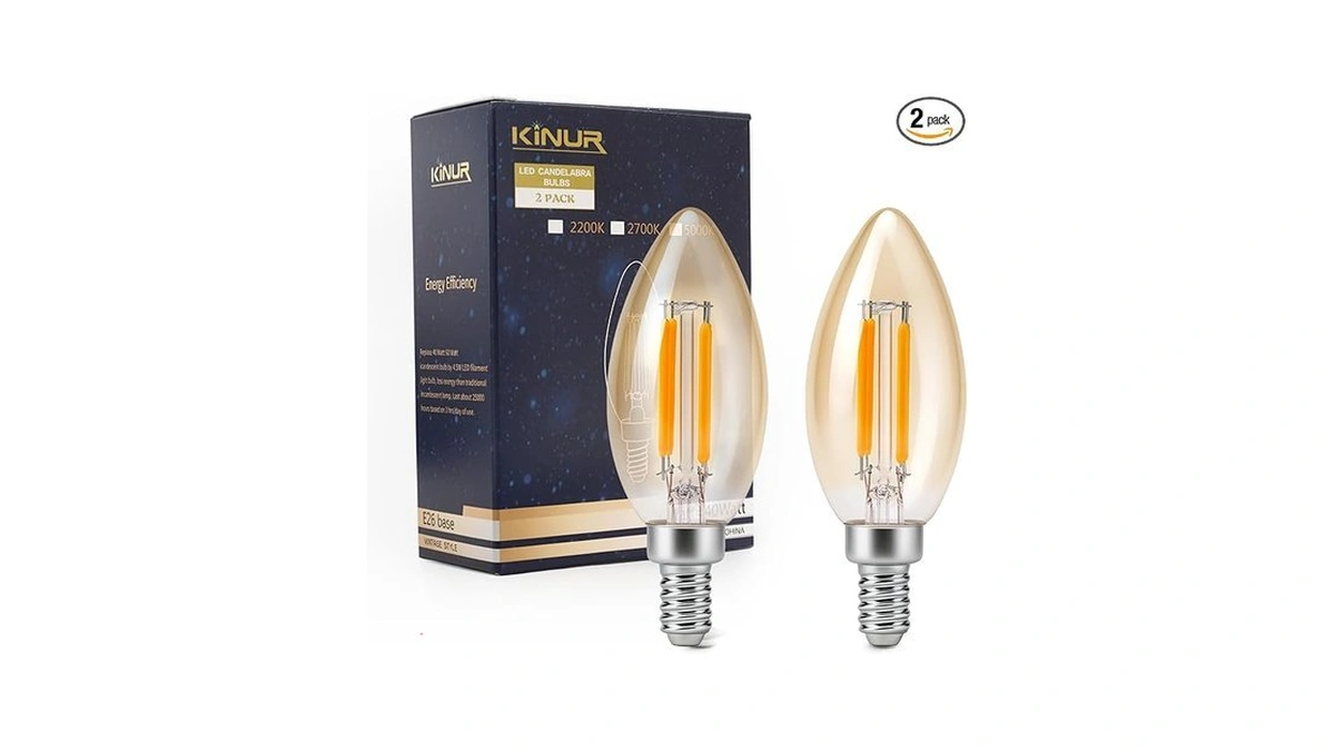 Kinur E12 Dimmable Amber Led Light Bulbs, 40 Watt Equivalent,