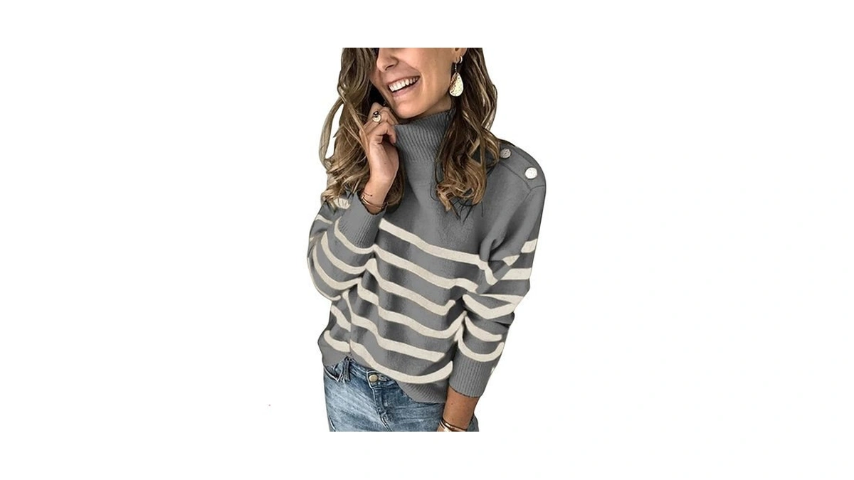 Kirundo Fall Sweaters For Women 2026 Striped Turtleneck Ribbed Knit