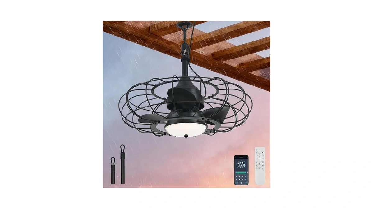 Ahawill Outdoor Ceiling Fan With Light,20in Gazebo Fan With Remote
