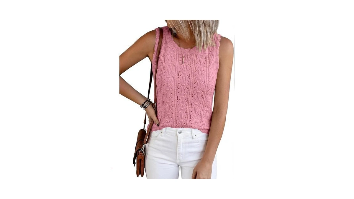 Btfbm Crochet Tank Tops For Women Hollow Out Sleeveless Loose