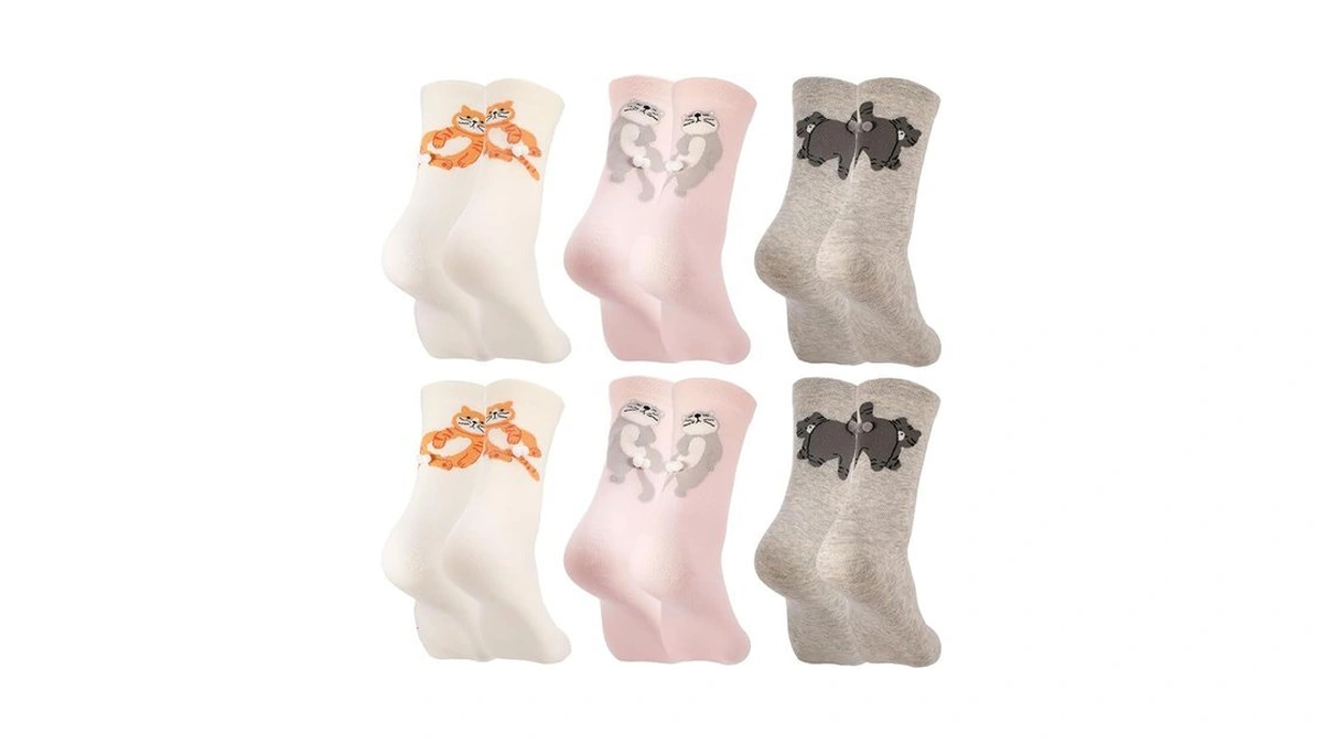 Scenicamp 6 Pairs Cute Animals Balls Socks, Women Funny 3d