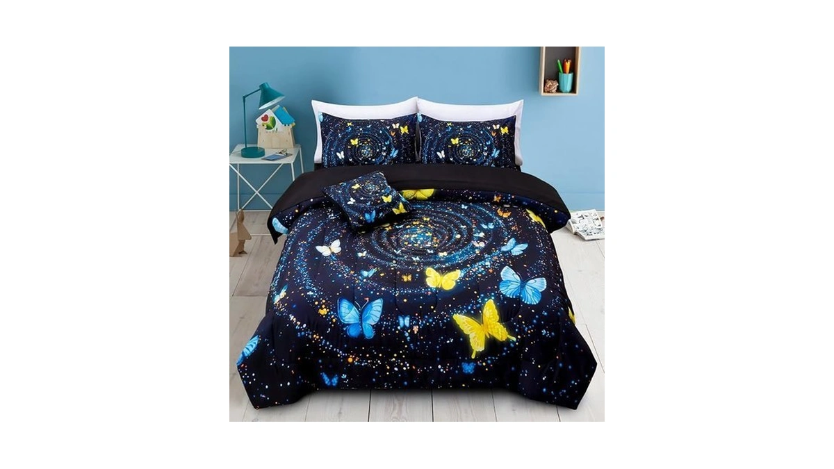 A Nice Night Swirling Gradient Glitter Like Swirling Comforter Set