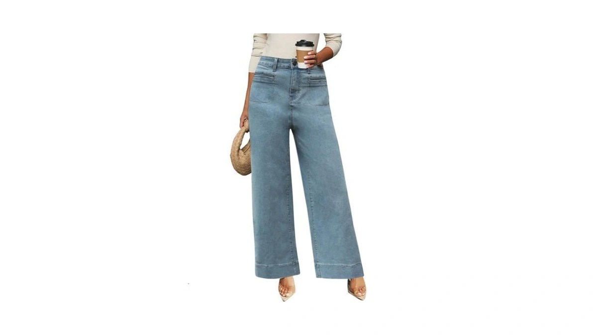 Women's Wide Leg Jeans With Straight Leg Fit - High