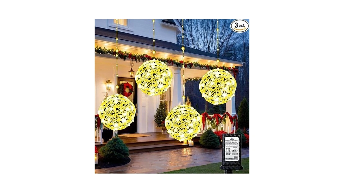 Wisegham Christmas Ball Lights, Warm White, 4pack