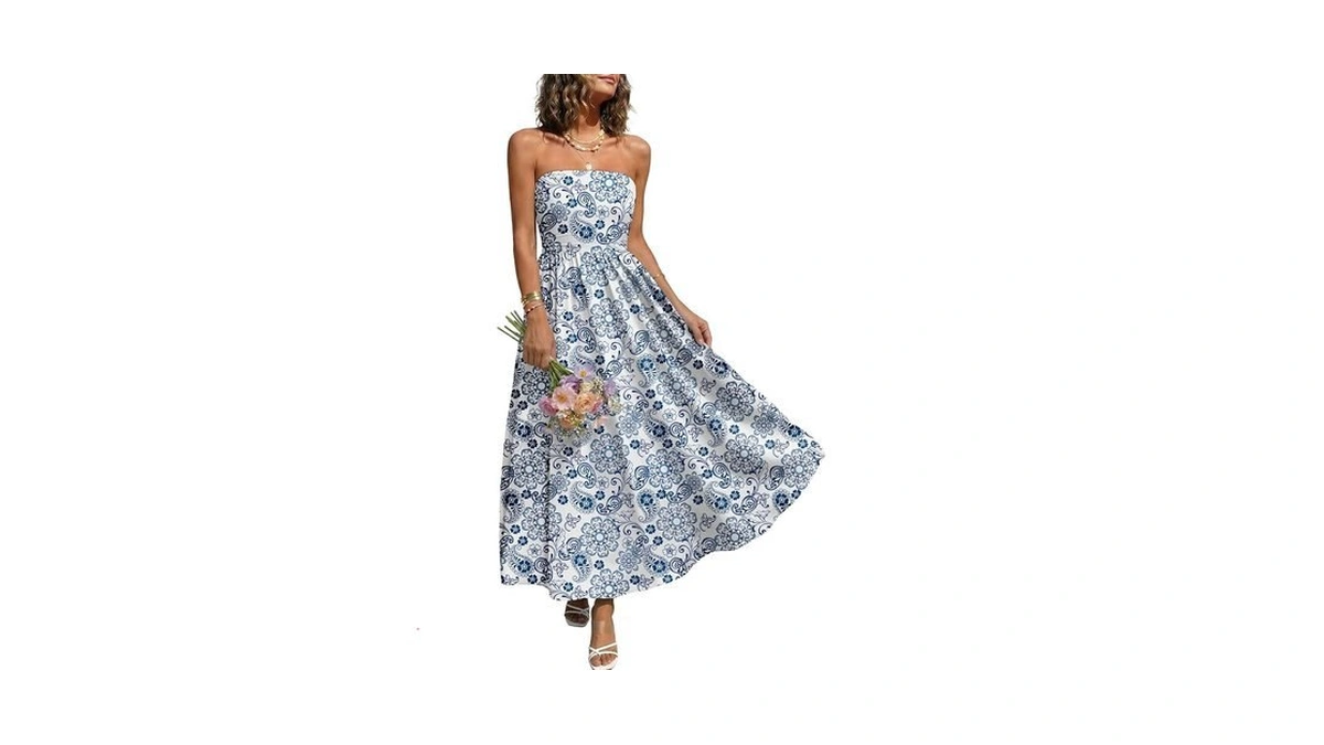 Lillusory Womens Floral 2026 Summer Dresses Tropical Tube Top Strapless
