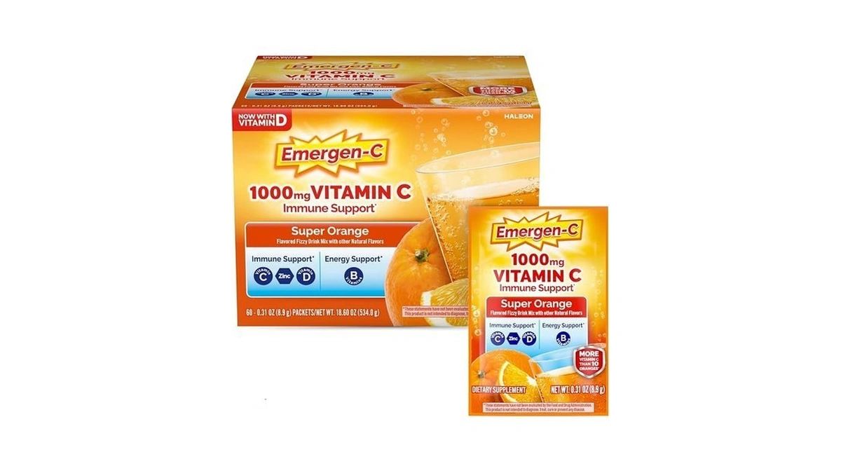 Emergen-c 1000mg Vitamin C Immune Support Powder Super Orange 60ct