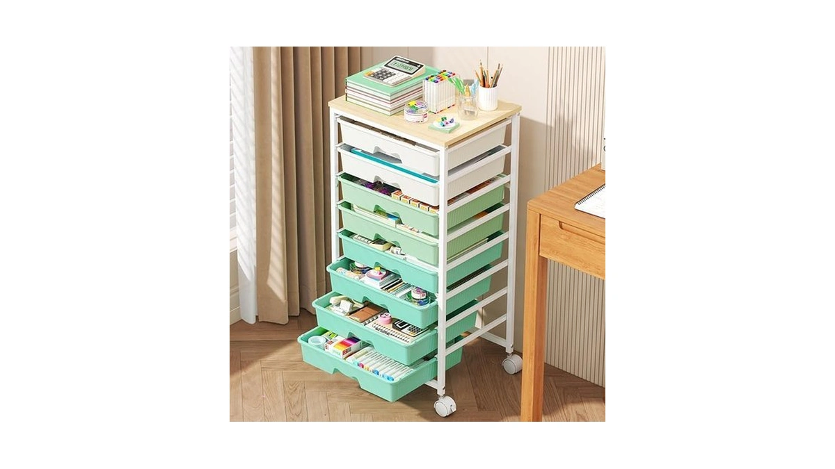Goovilla Rolling Cart With Drawers, Utility Cart Organizer With 8