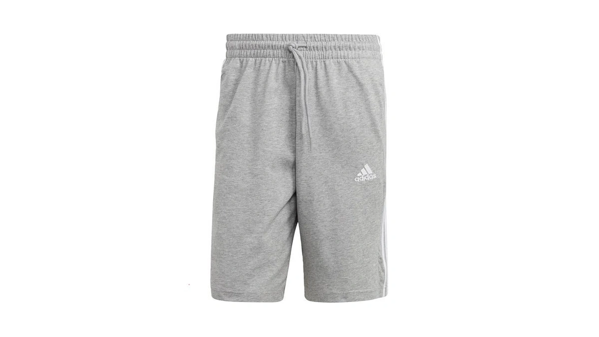 Adidas Men's Essentials Single Jersey 3-stripes Shorts, Medium Grey Heather/white,