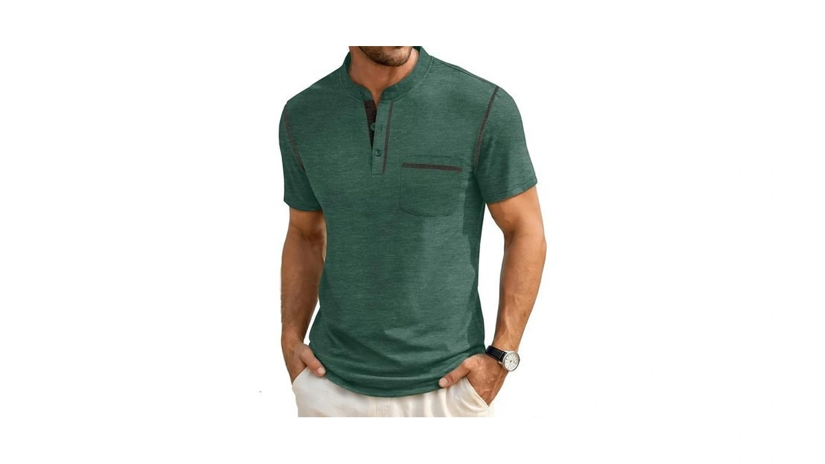 Humordream Mens Henley Shirts Short Sleeve T Shirt Summer Casual