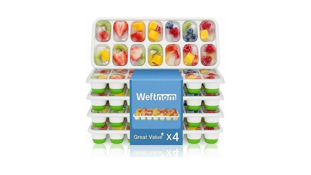 Weftnom Ice Cube Trays With Lids For Freezer, 4 Pack