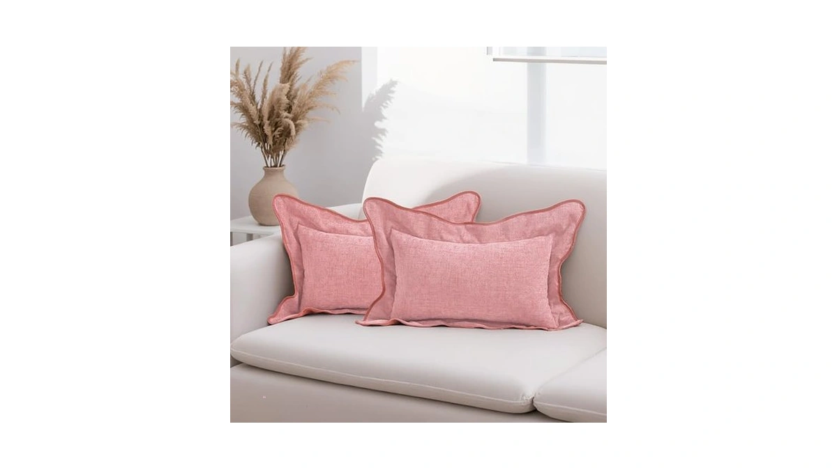 Haussy Valentines Pink Scalloped Pillow Covers 12x20 Set Of 2,decorative