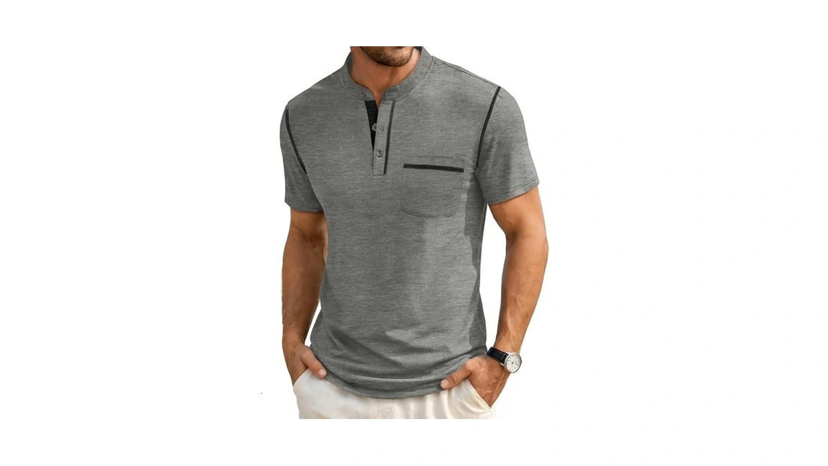Humordream Mens Henley Shirts Short Sleeve T Shirt Summer Casual