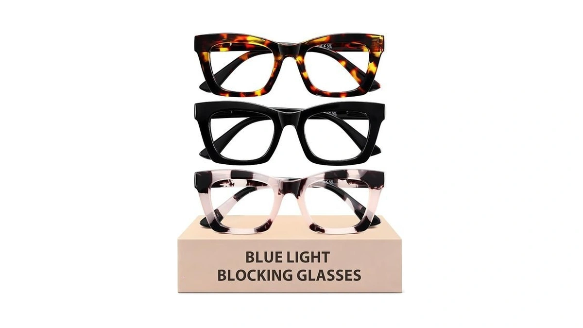 Reglaaly 3 Pack Blue Light Glasses For Woman, Fashion Computer