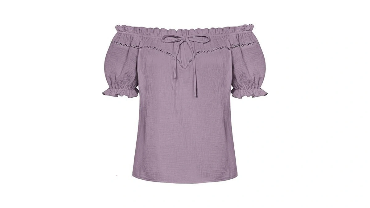 Peasant Blouse For Women Off Shoulder Puff Sleeve Cotton Loose
