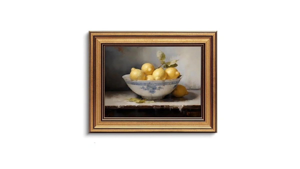 Gold Framed Vintage Lemon Wall Arts