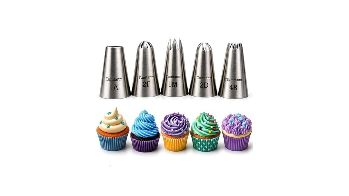 5 Pack Stainless Steel Seamless Piping Icing Tips, Large Piping