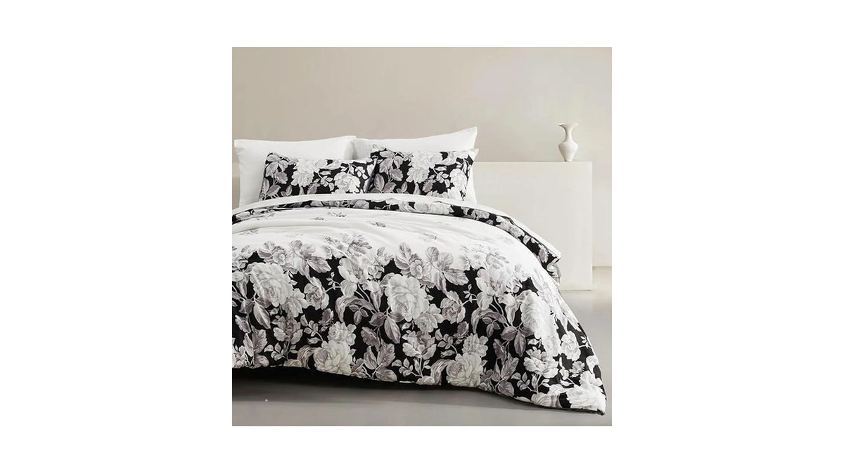 Wonderful Black And White Floral Comforter Set Queen - 3