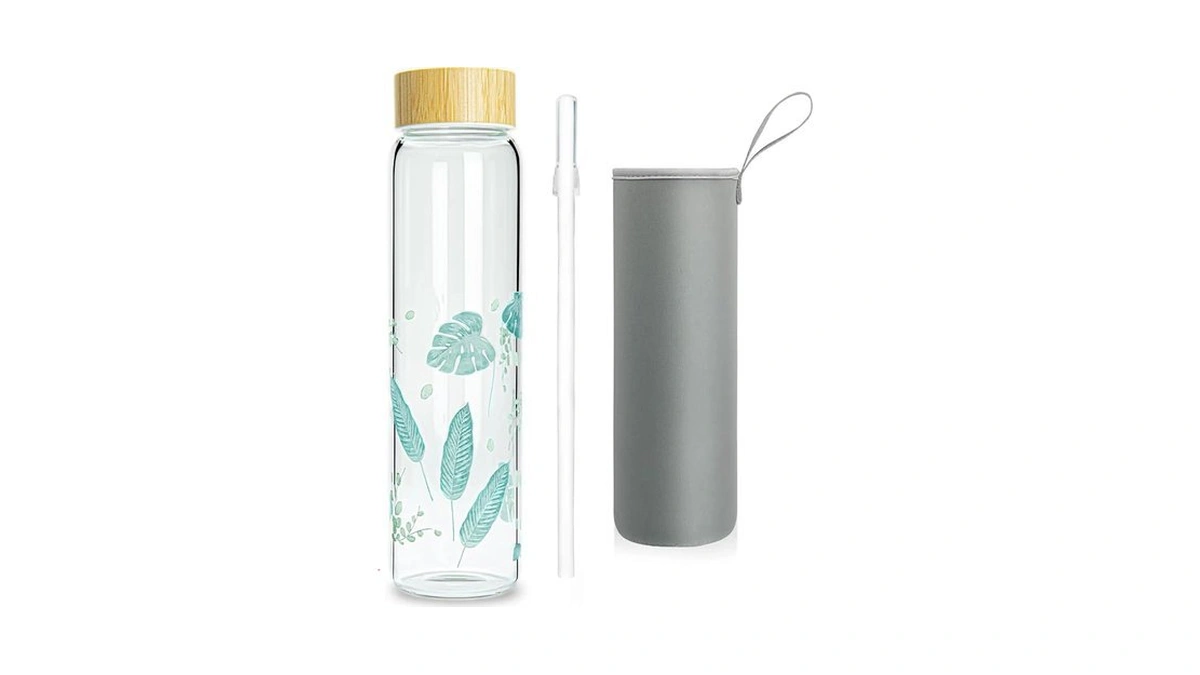 Ferexer 32 Oz Glass Water Bottle With Straw, Borosilicate Glass