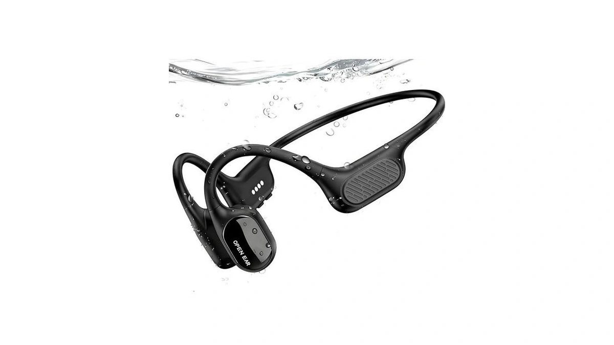 Lazygoose Swimming Headphones, Ip68 Waterproof Bone Conduction Headphones,open Earphones 32gb