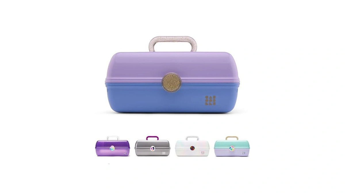 Caboodles On-the-go Girl Makeup Box, Two-tone Lavender On Blue, Hard
