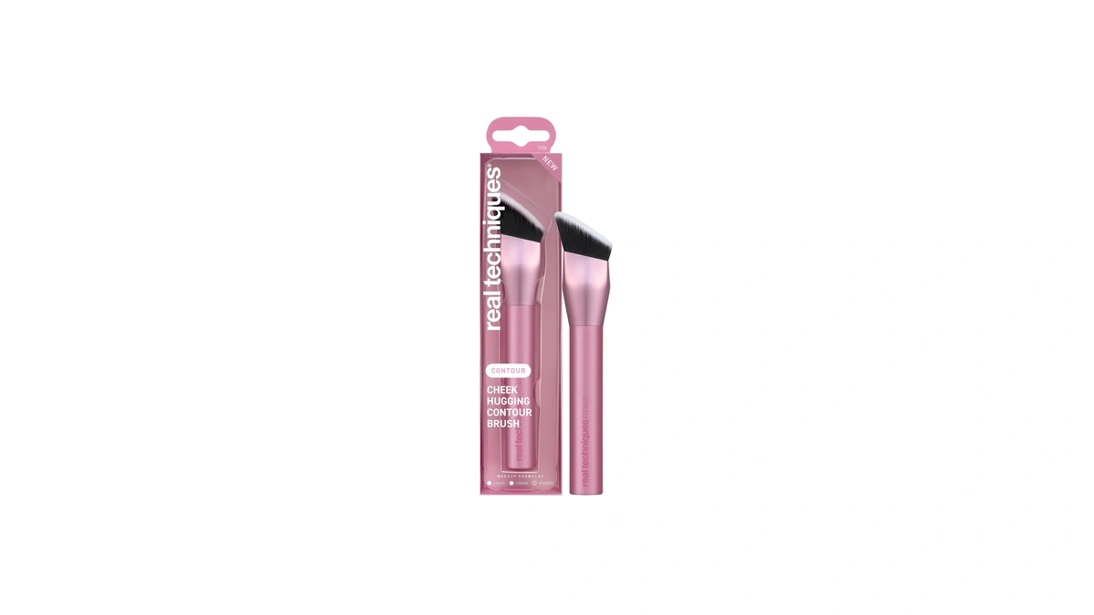 Real Techniques Cheek Hugging Contour Brush, Angled Makeup Brush For