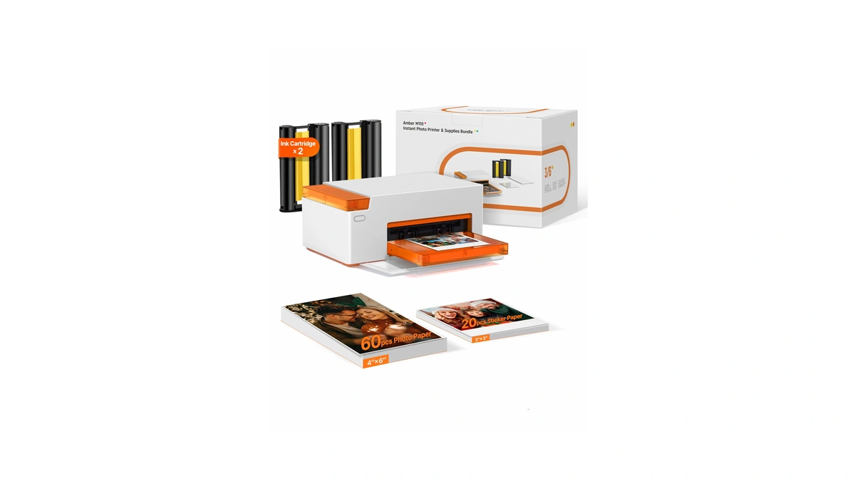 Liene Amber M110 Bluetooth Photo Printer 80 Sheets, Portable Photo