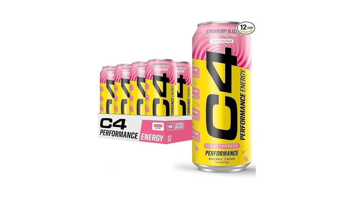 C4 Performance Energy Drink | Strawberry Blast | Zero Sugar
