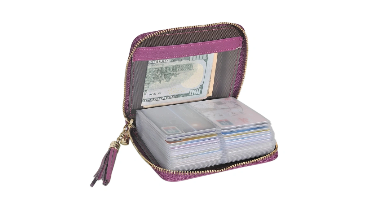 Easyoulife Womens Credit Card Holder Wallet Zip Leather Card Case