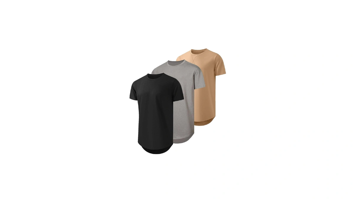 Jmierr Men's 3 Pack Cotton Hipster Hip Hop Longline Crewneck