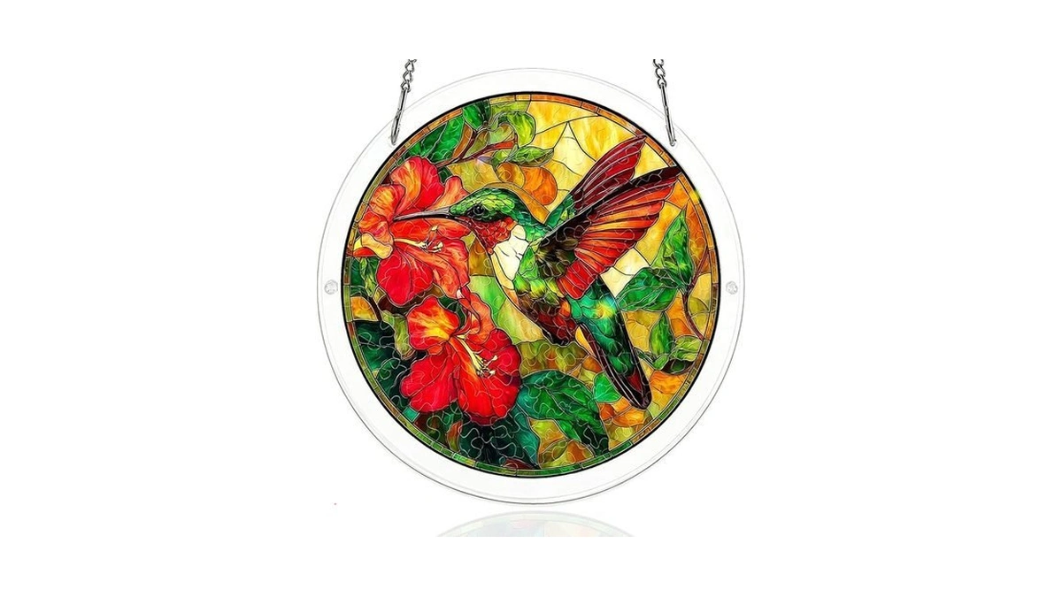 Acrylic Puzzle Suncatcher Hummingbird Window Hanging Decor 83 Pieces 7.5in