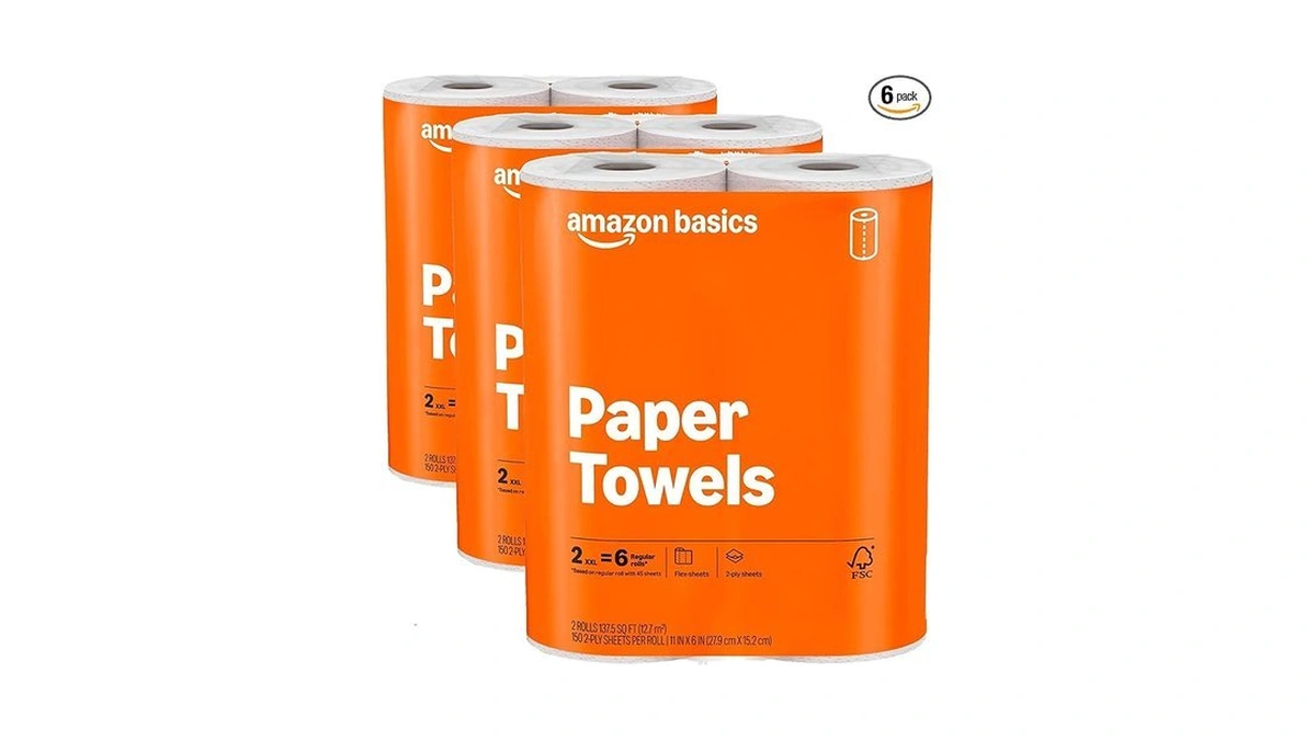 Amazon Basics 2-ply Flex-sheets Paper Towels, 6 Rolls = 20