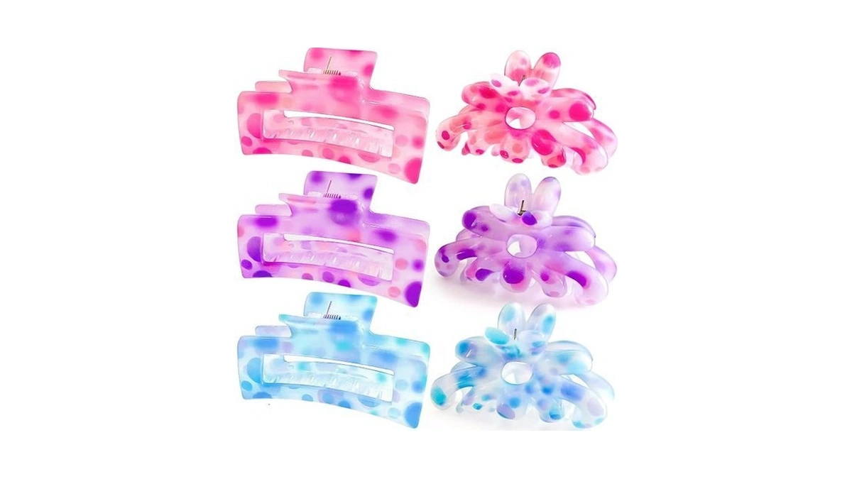 Hair Clips For Women,6pcs Big Flower Claw Clips For Thick