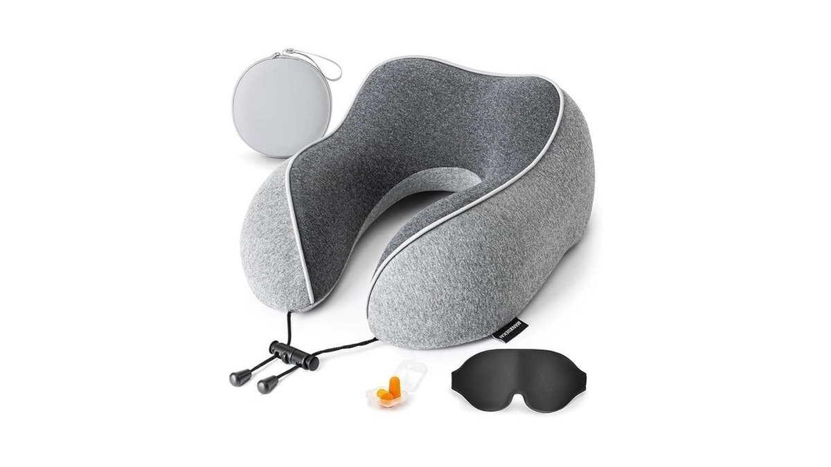 Manxuekai 100% Pure Memory Foam Travel Neck Pillow,breathable & Washable