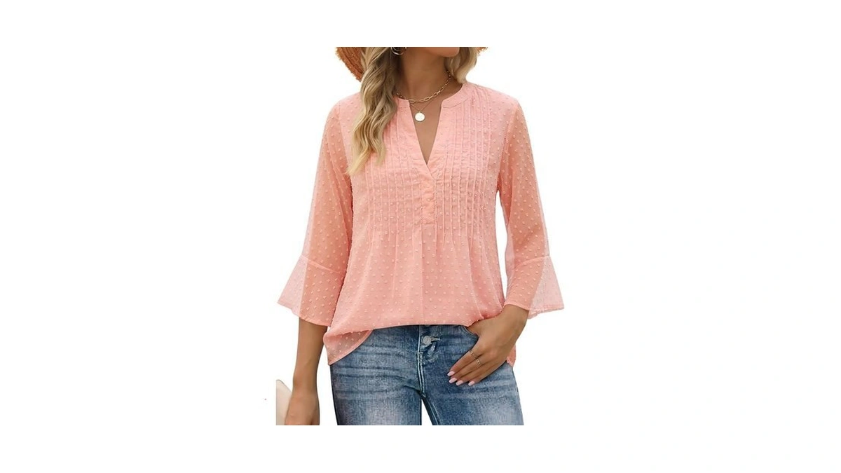 Aimcoo Blouses For Women Dressy Casual V Neck Tunic Flowy