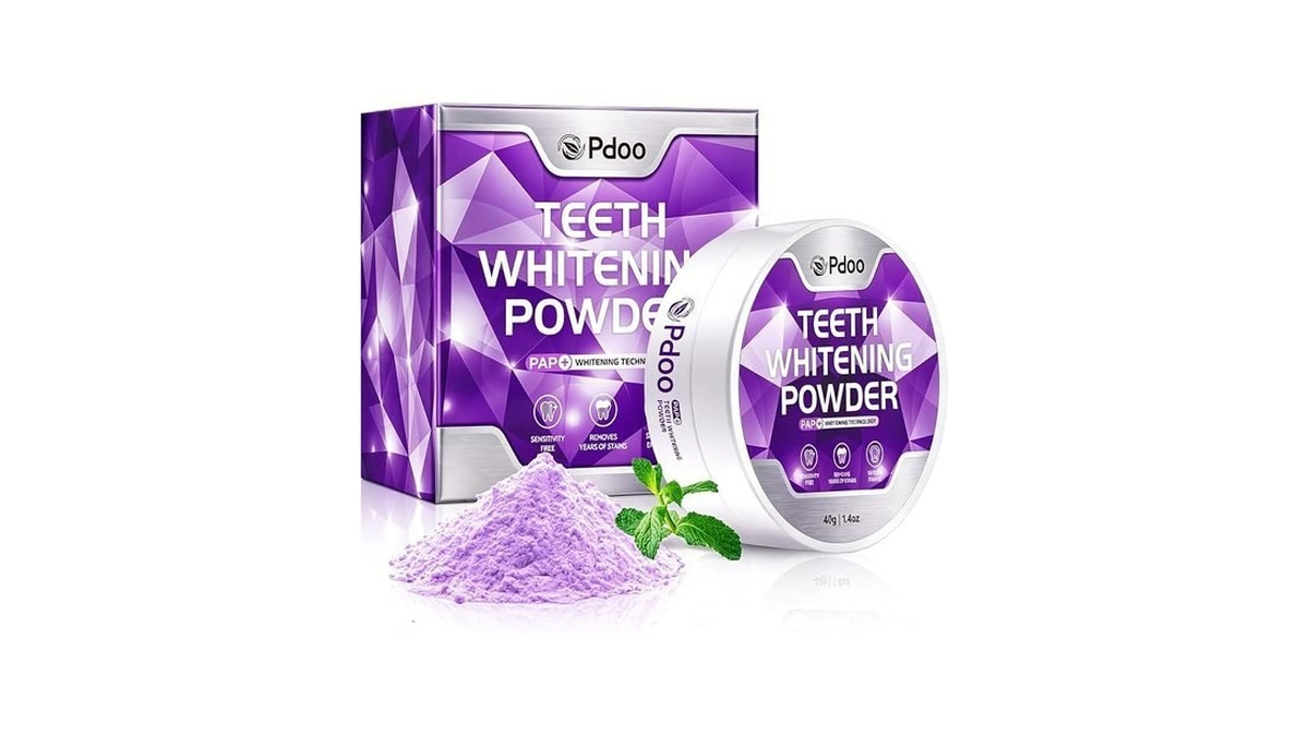 Purple Teeth Whitening Powder - Color Correcting Tooth Powder, Neutralizes