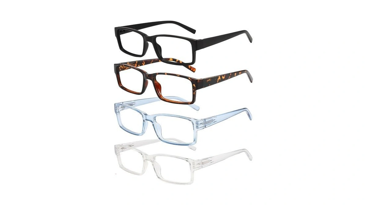 Wenlcck Rectangle Reading Glasses For Men And Women With Spring