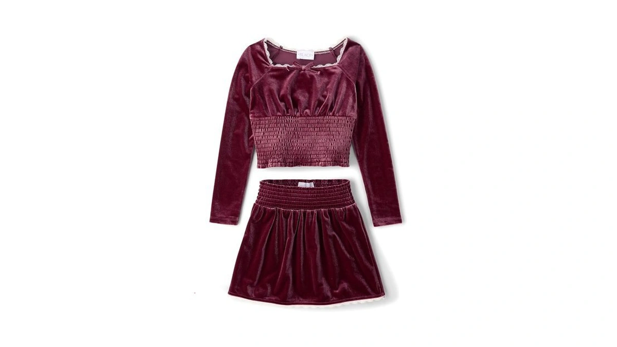 The Children's Place,girls,smocked Top And Skirt 2 Piece Set,sugar Beet