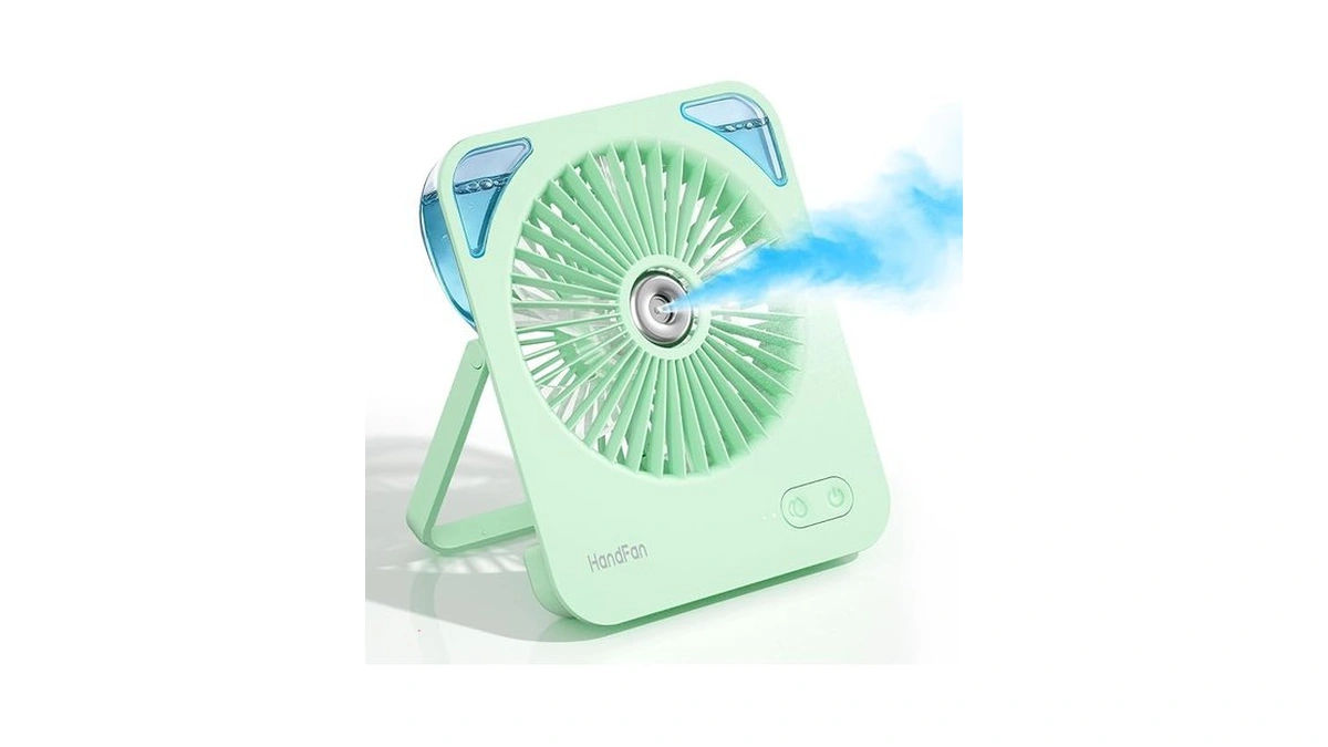Handfan 4000mah Portable Desk Misting Fan, 180° Foldable Travel Fan