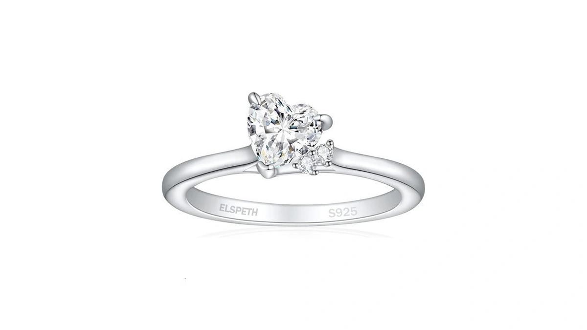 Elspeth 925 Sterling Silver Engagement Ring For Women Heart Shaped