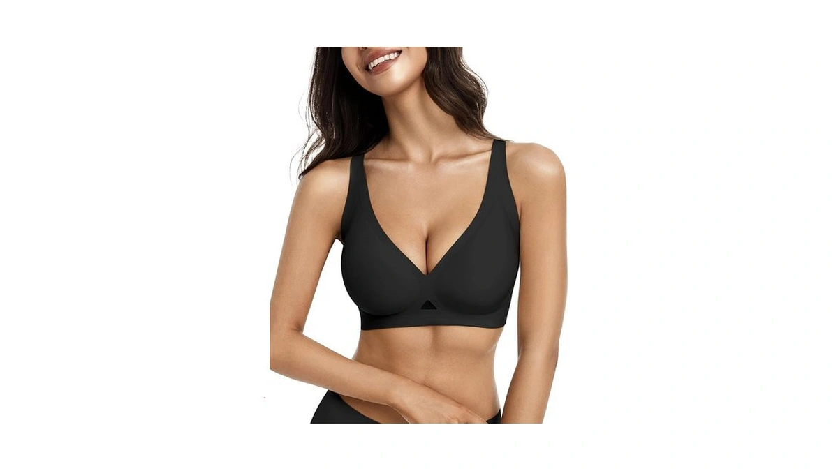 Aubrasen Deep V Wireless Seamless Push Up Bras For Women