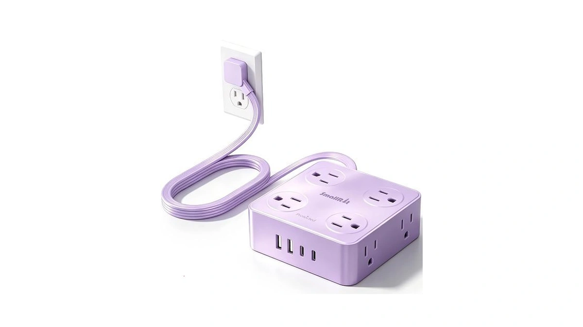 Extension Cord With Multiple Outlets, Smallrt Flat Plug Power Strip,